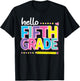 Hello Fifth 5th Grade First Day Back to School Teacher Girls T-Shirt - T-Shirt | Black