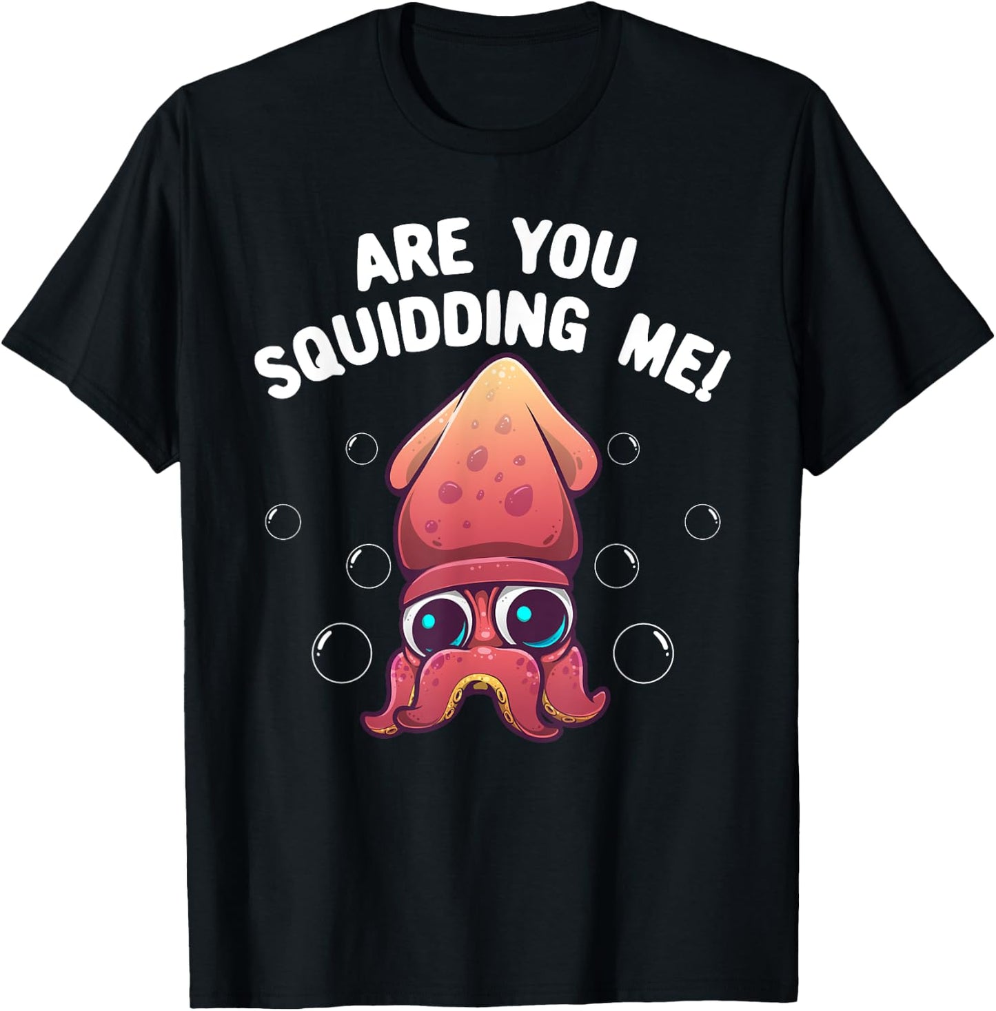 Funny Squid Design For Kids Men Women Octopus Humor Lovers T-Shirt - T-Shirt | Black