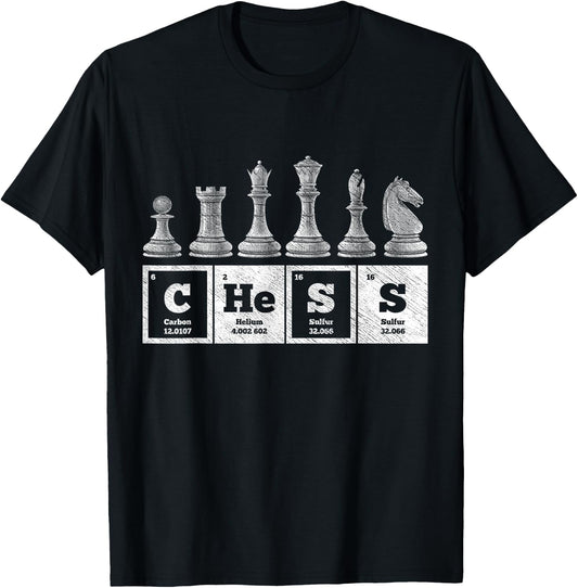 Funny Chess Player Geek Periodic System Chemistry Elements T-Shirt - T-Shirt | Black