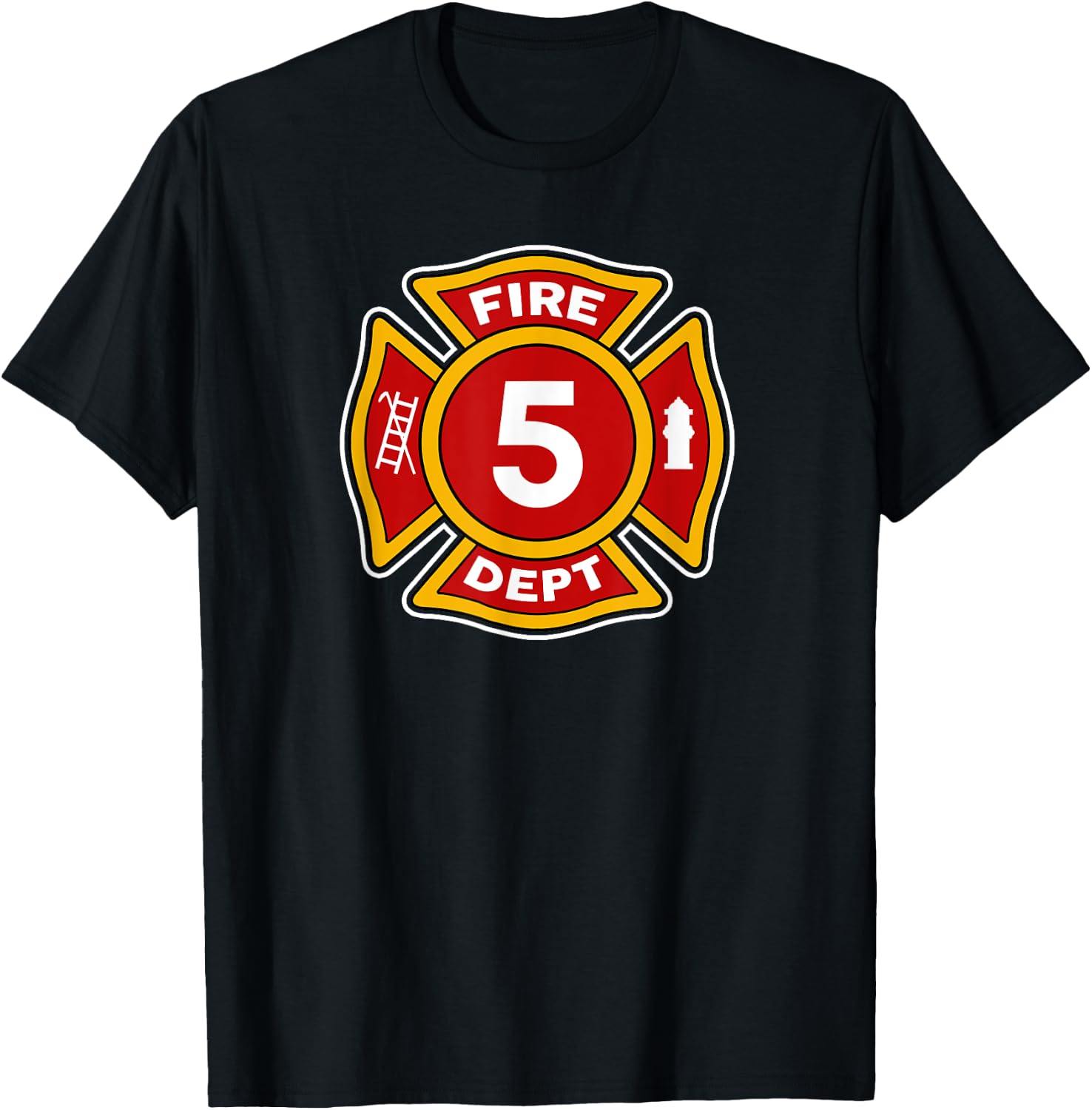 Fire 5 Dept Shirt | Firefighter Hero 5th Birthday Boys Gift T-Shirt - T-Shirt | Black