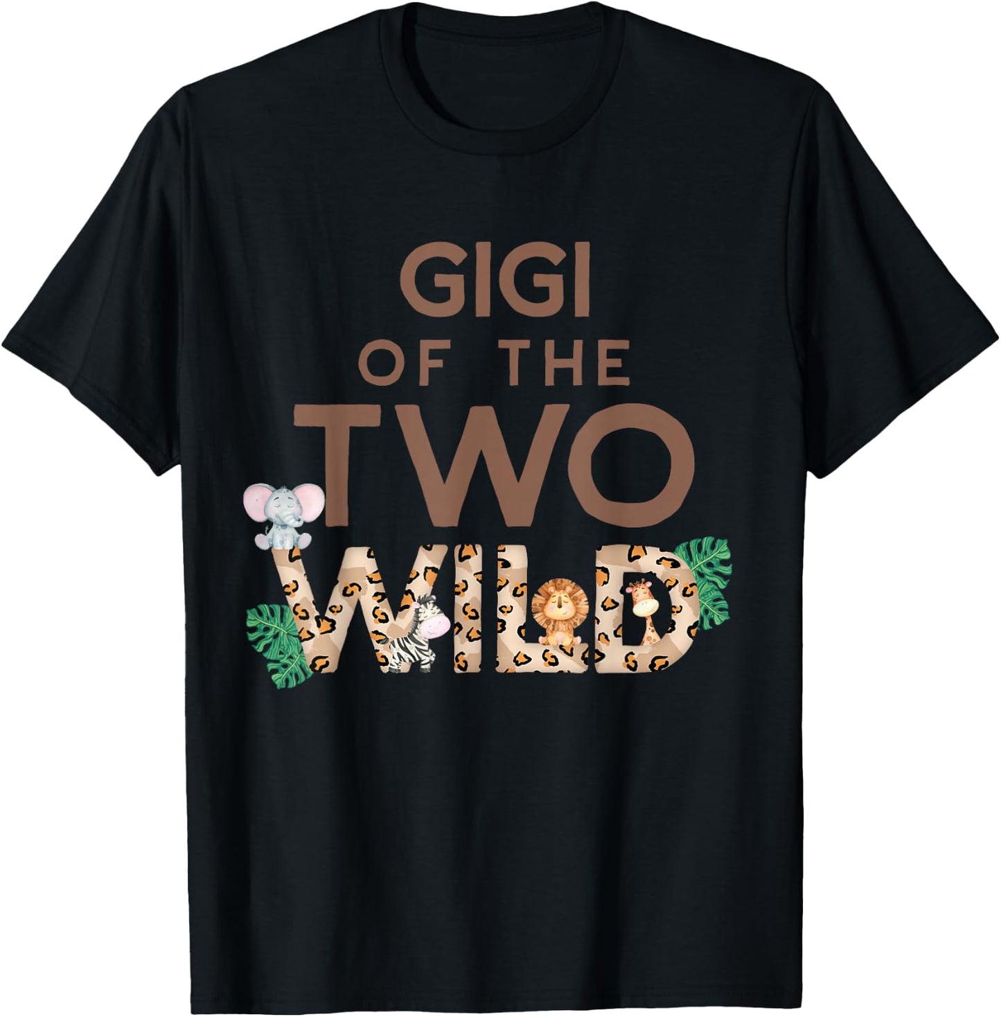 Gigi of The Two Wild Animal Safari 2nd Birthday Theme Family T-Shirt - T-Shirt | Black