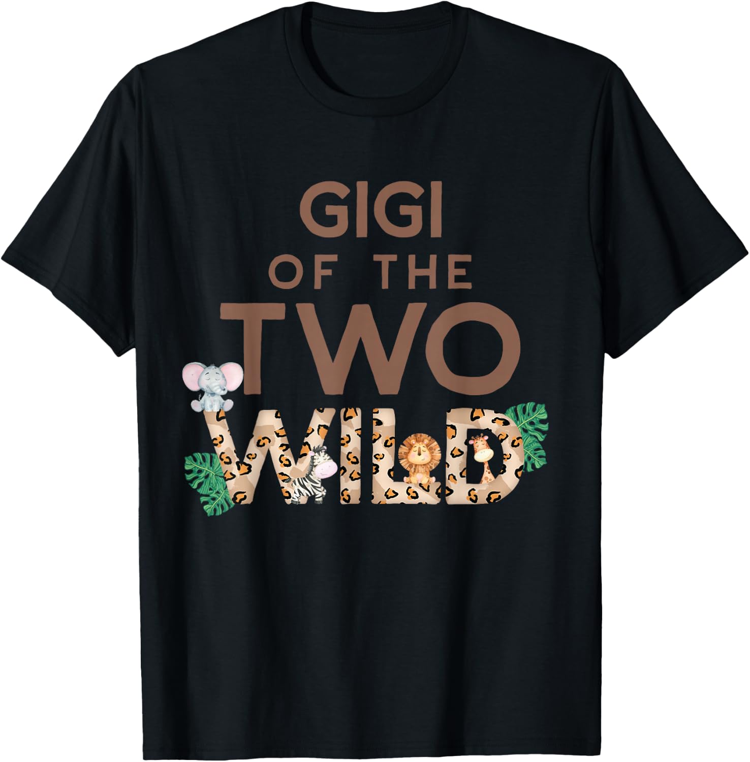 Gigi of The Two Wild Animal Safari 2nd Birthday Theme Family T-Shirt - T-Shirt | Black