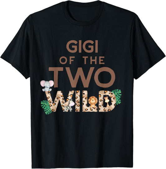 Gigi of The Two Wild Animal Safari 2nd Birthday Theme Family T-Shirt - T-Shirt | Black