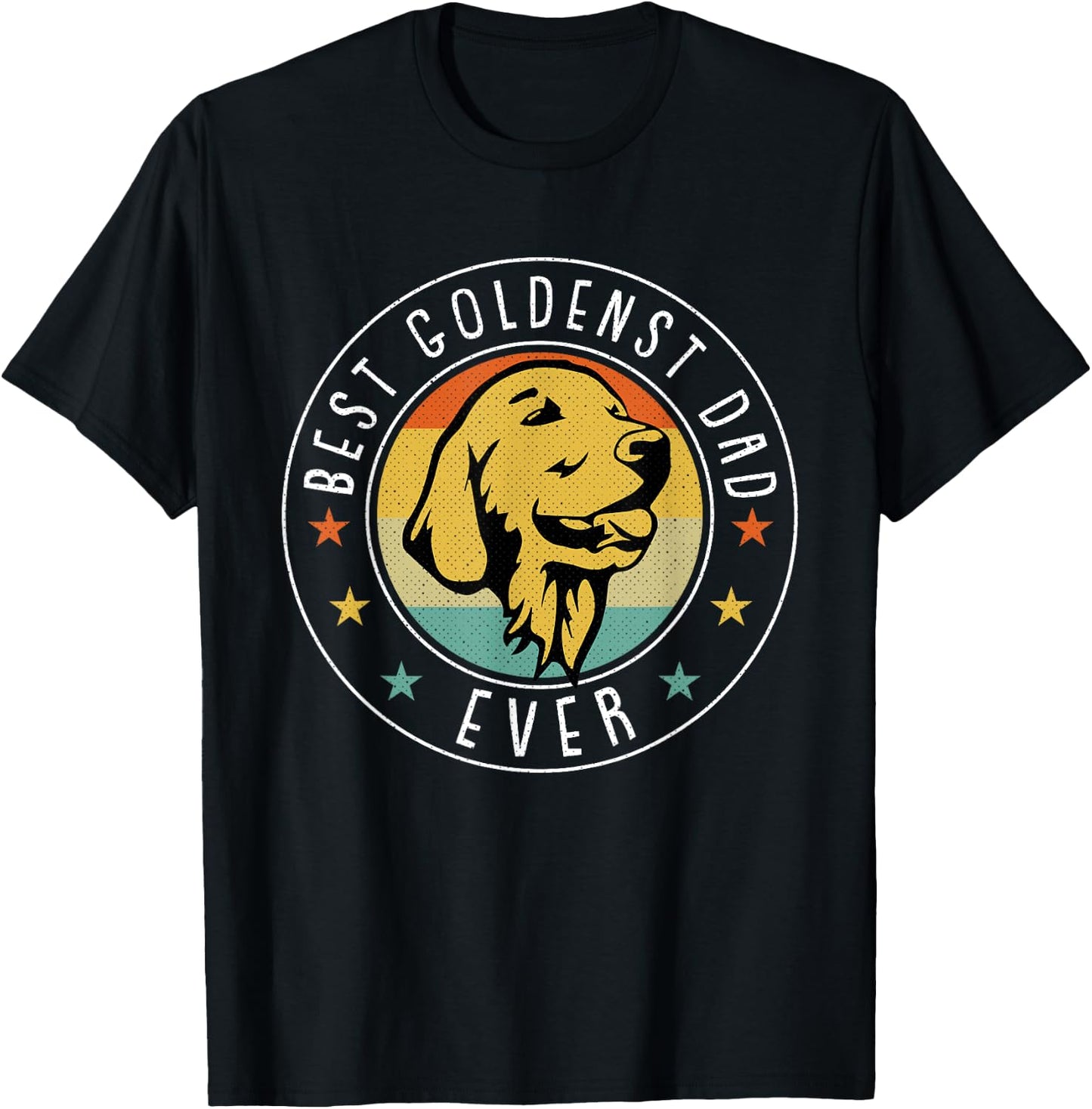 Golden Retriever Dad Fathers Day Retro Dog Daddy Papa T-Shirt - T-Shirt | Black