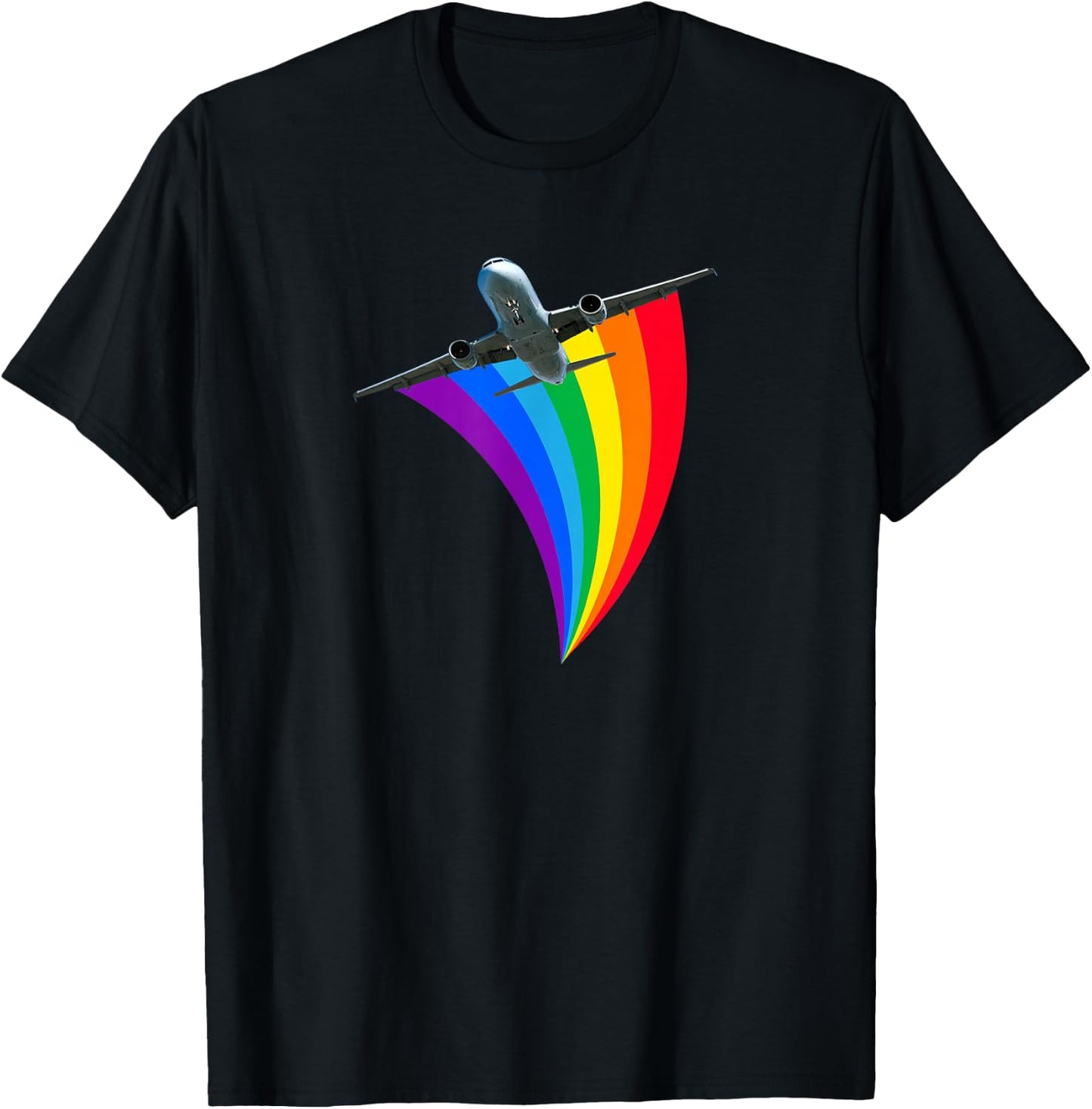 Rainbow colored plane LGBTQ gay travel T-Shirt - T-Shirt | Black