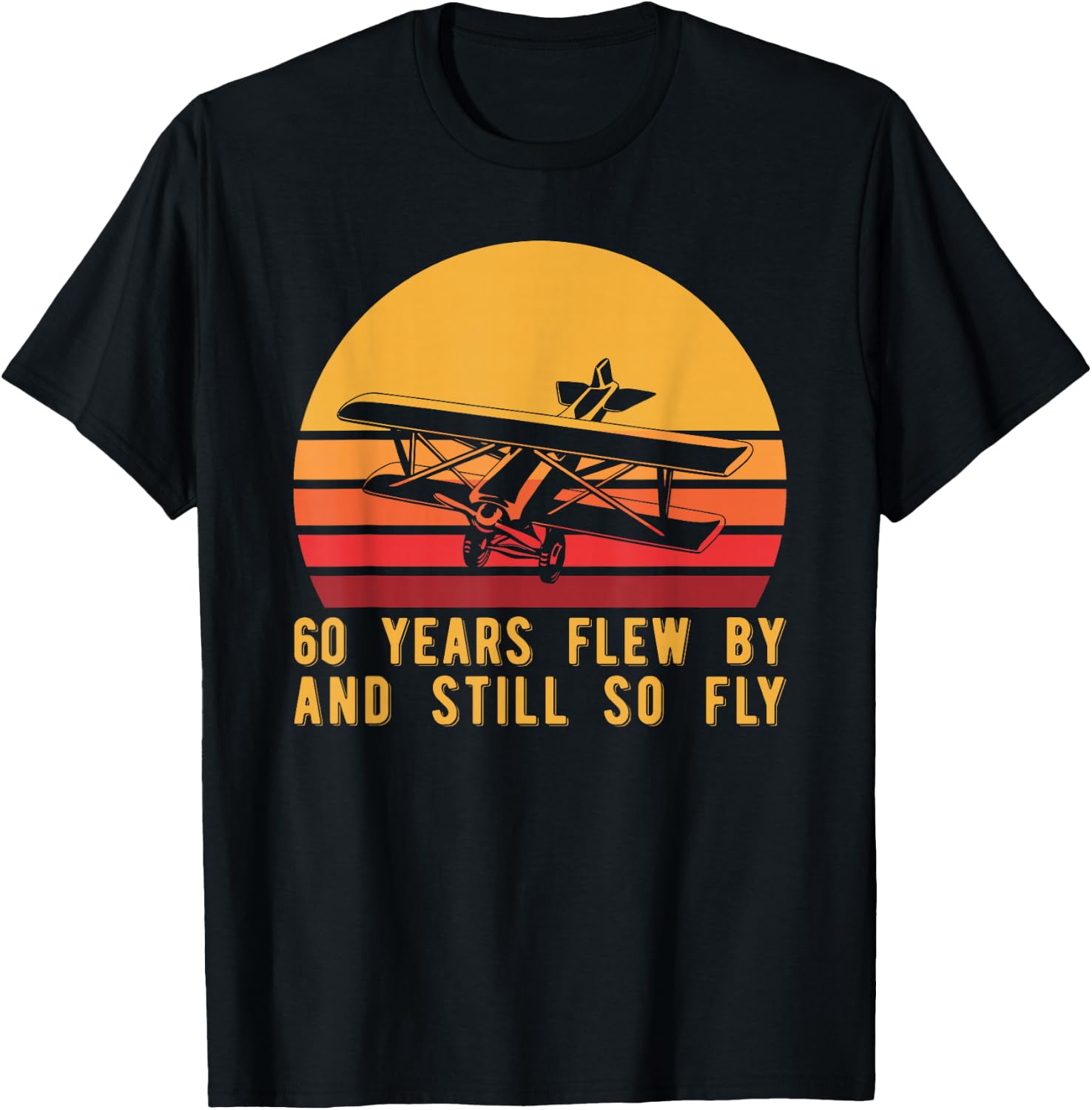 60th Birthday Biplane Turning 60 Airplane Pilot T-Shirt - T-Shirt | Black