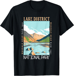 Lake District National Park England Distressed Vintage T-Shirt - T-Shirt | Black