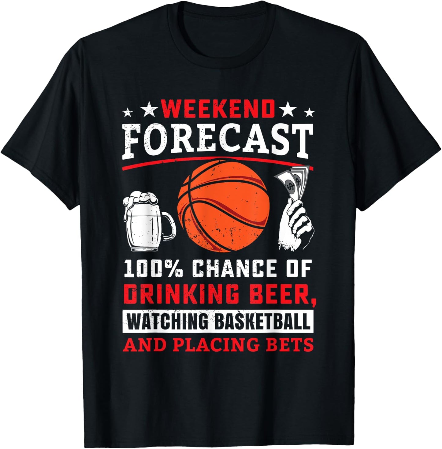 Funny Basketball Sports Betting Gambling Sports Bet Gambler T-Shirt - T-Shirt | Black
