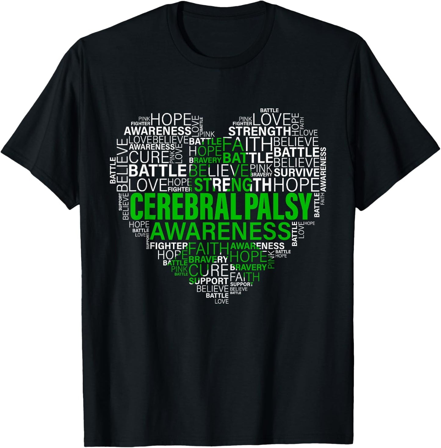 Cerebral Palsy Awareness Hope Support Strong Warrior T-Shirt - T-Shirt | Black