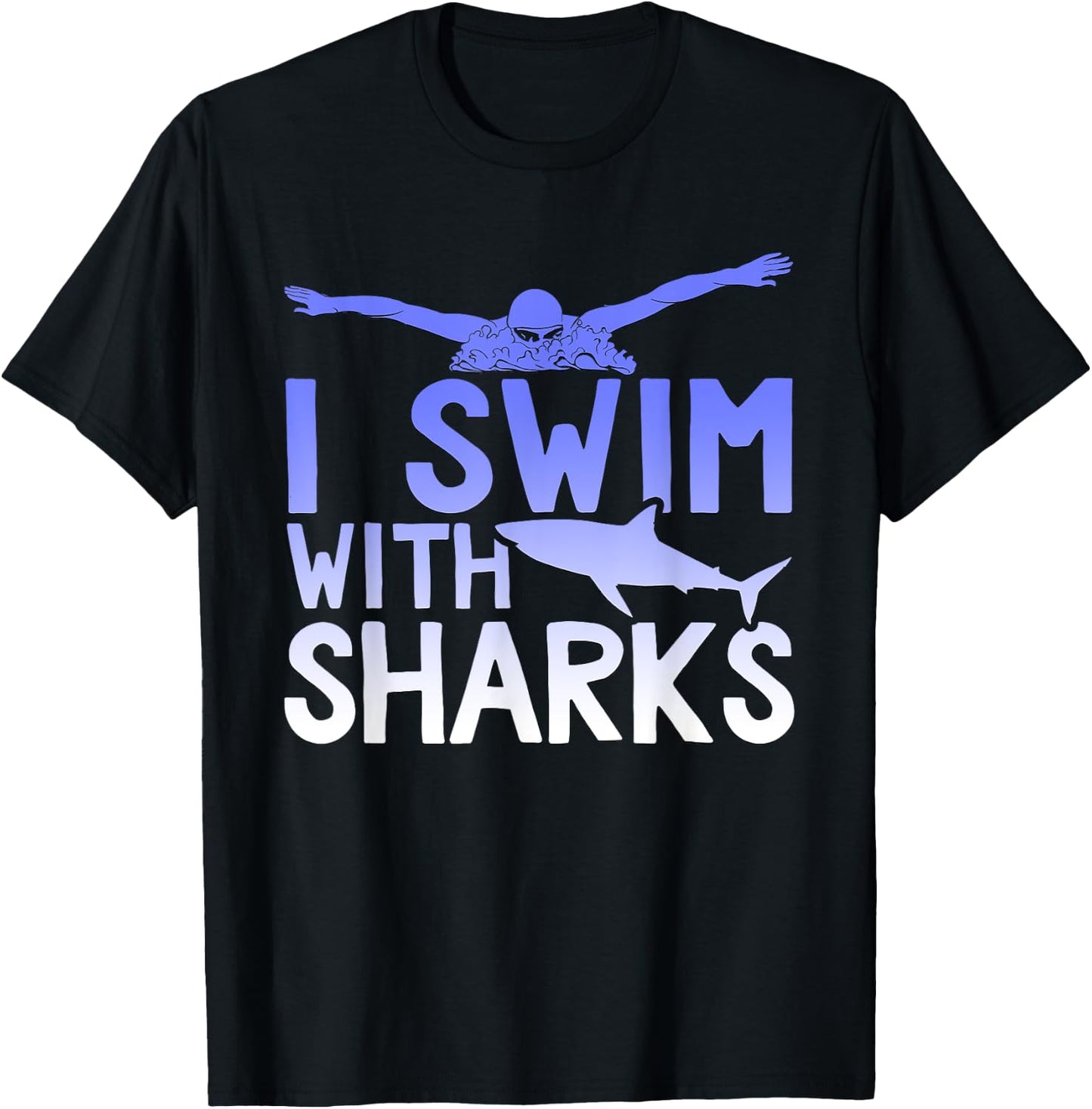 I Swim With Sharks Graphic T-Shirt - T-Shirt | Black