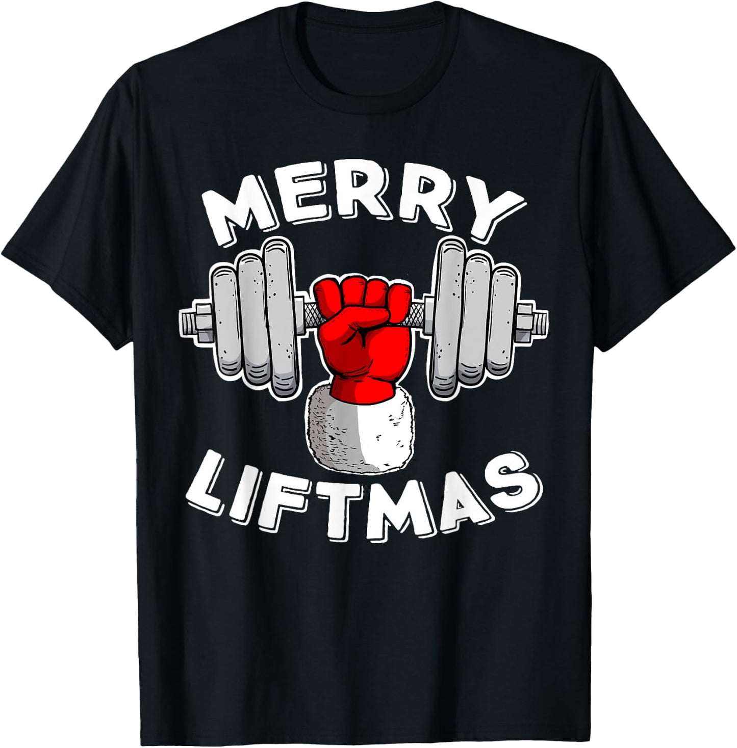 funny Swole Santa Claus Mery Liftmas T-Shirt - T-Shirt | Black