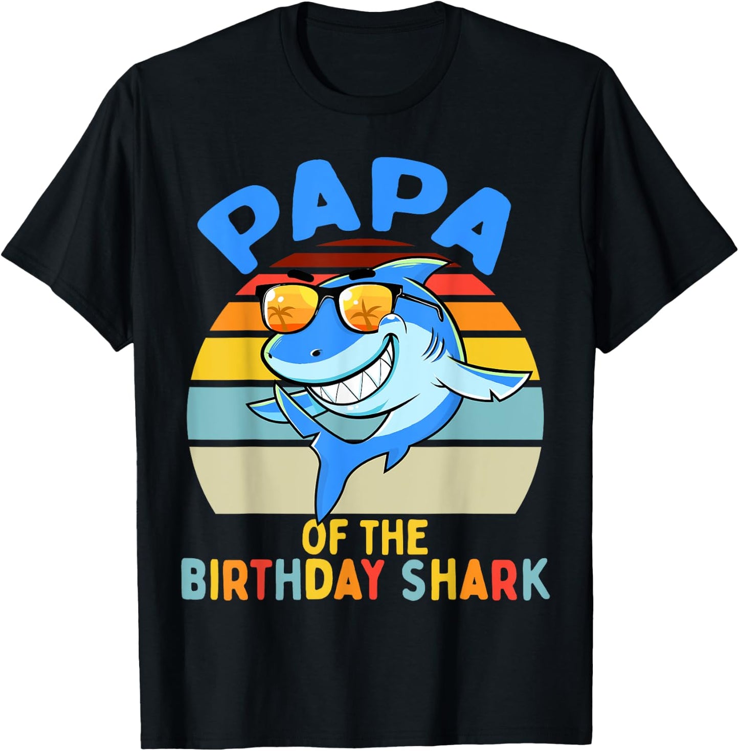 Papa of the Shark Birthday Matching Family T-Shirt - T-Shirt | Black
