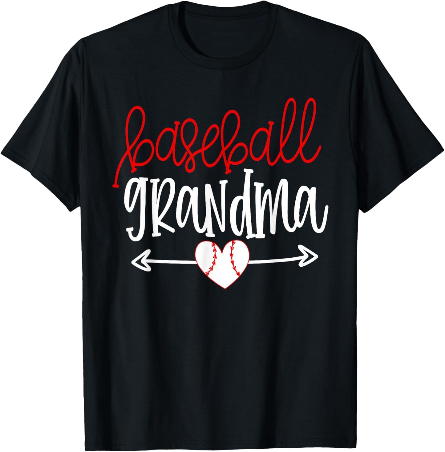 Baseball Grandma Shirt from Grandson Arrow Cute Heart Game T-Shirt - T-Shirt | Black