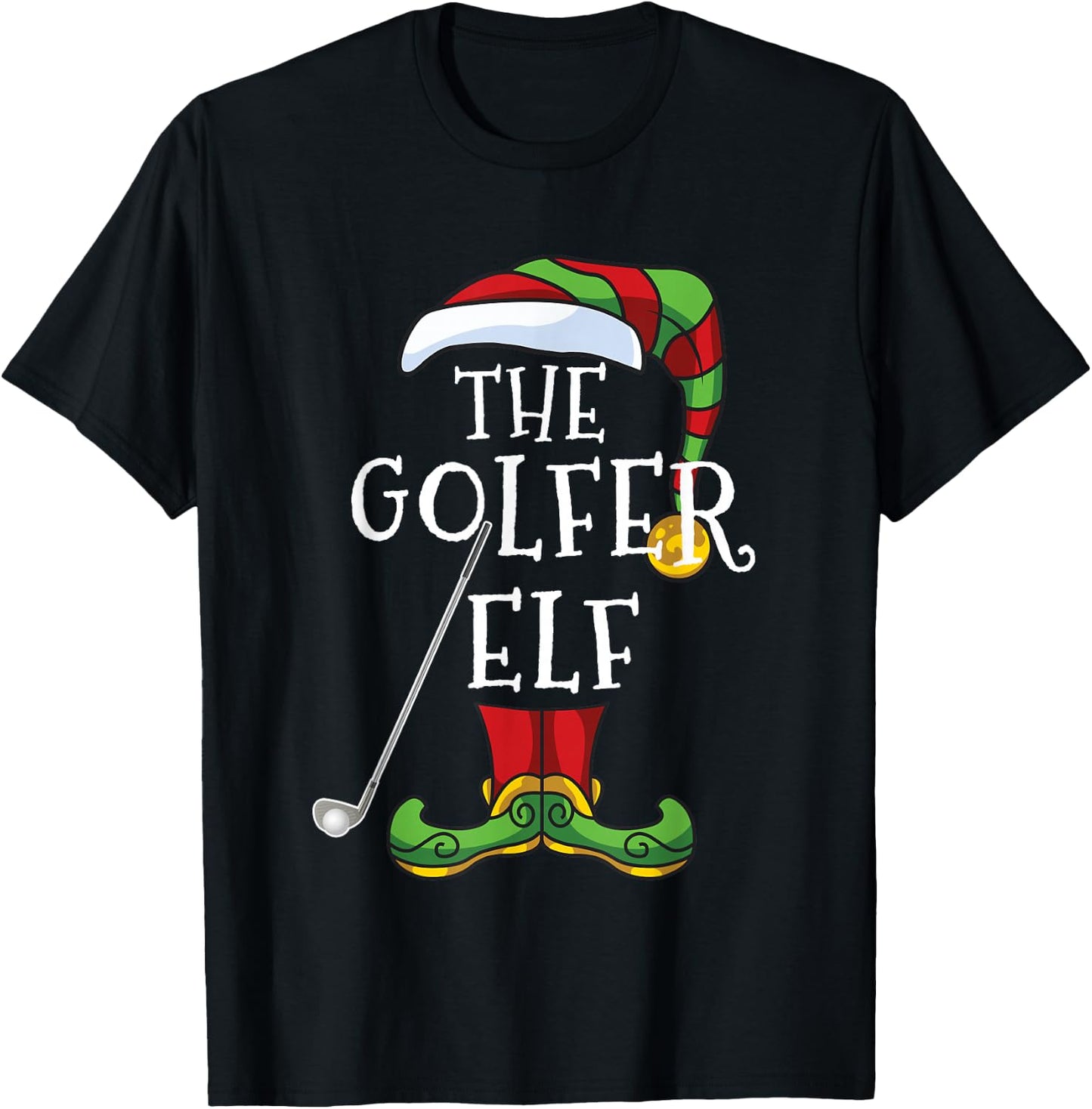 Golfer Elf Golf Family Matching Christmas Group Funny T-Shirt - T-Shirt | Black