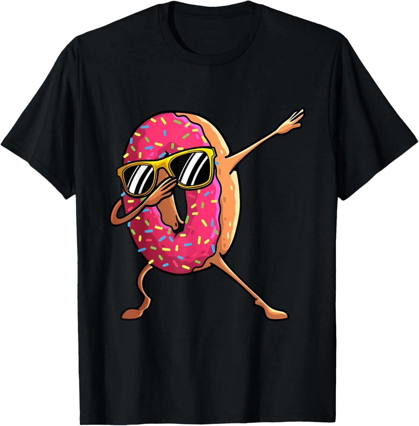 Funny Donut Designs for Boys Kids Girl Hip-Hop Dabbing Donut Small T-Shirt - T-Shirt | Black