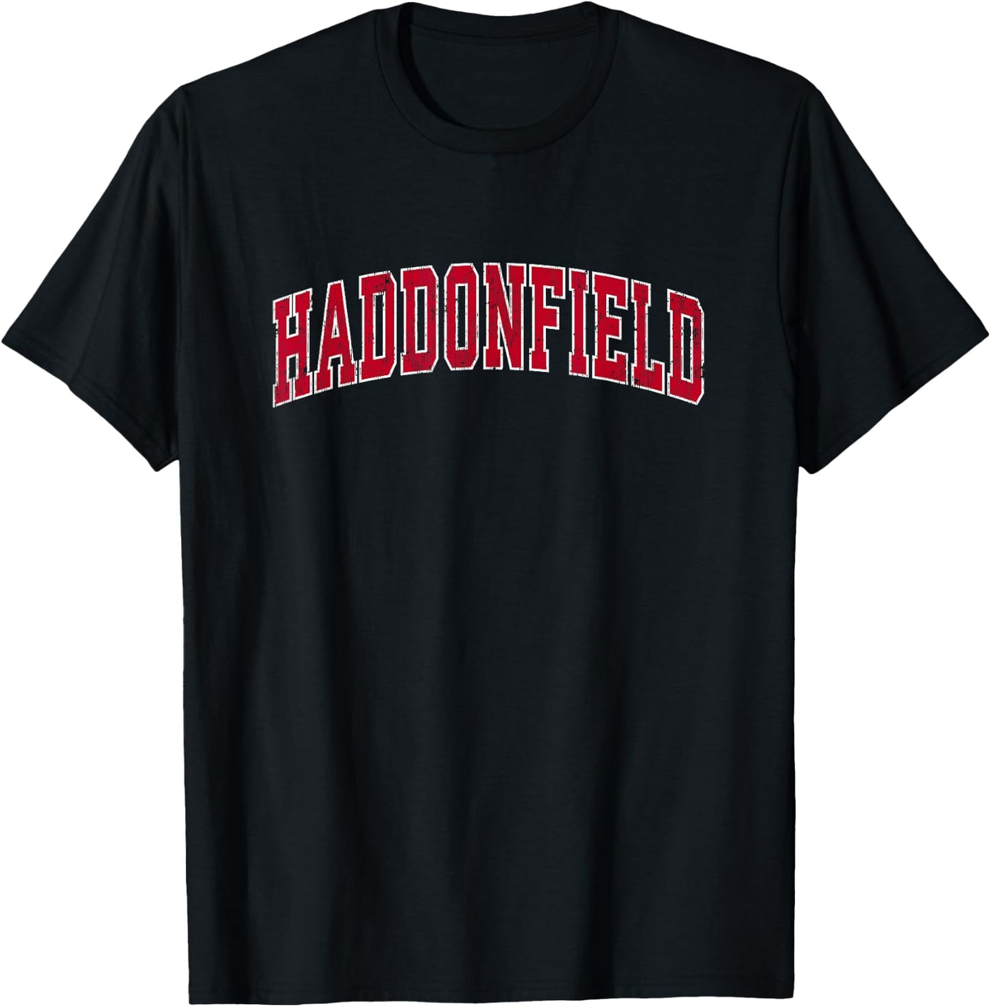 Haddonfield New Jersey NJ Vintage Sports Design Red Design T-Shirt - T-Shirt | Black