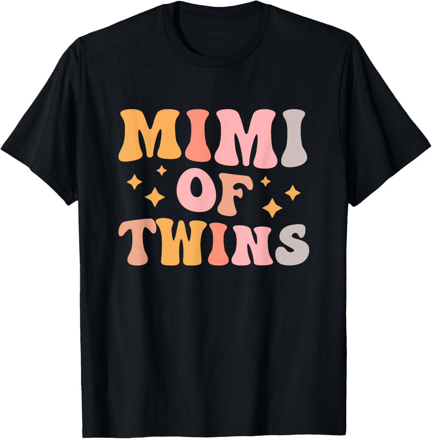 Mimi Of Twins Groovy Twin Mimi Grandma T-Shirt - T-Shirt | Black