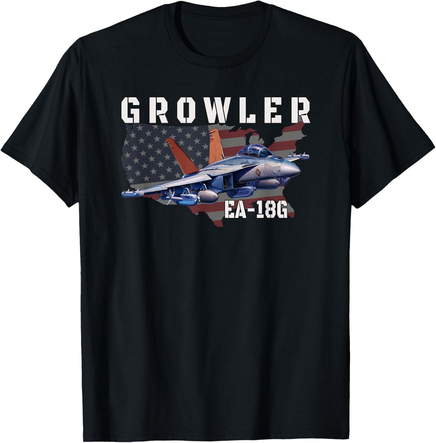 EA-18G Growler Electronic Warfare Aircraft Military Aviation T-Shirt - T-Shirt | Black