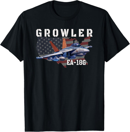 EA-18G Growler Electronic Warfare Aircraft Military Aviation T-Shirt - T-Shirt | Black