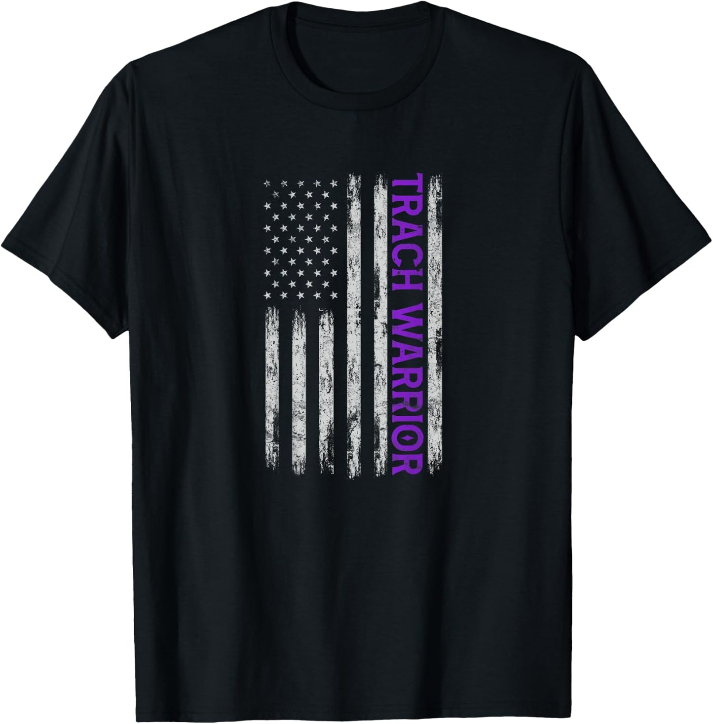 Trach Warrior Tracheostomy Awareness USA Flag Design On Back Kids Men T-Shirt - T-Shirt | Black