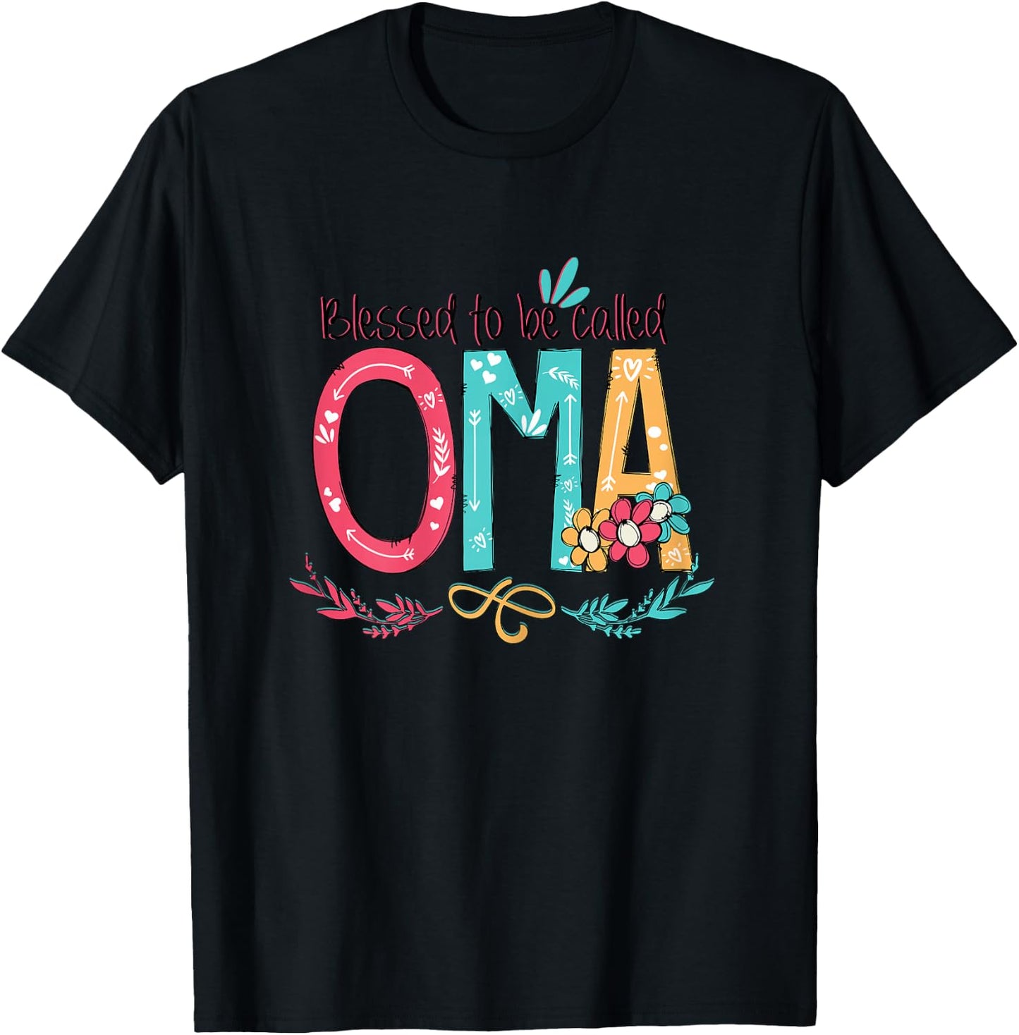 Blessed to be called Oma Colorful gifts-Grandma T-Shirt - T-Shirt | Black