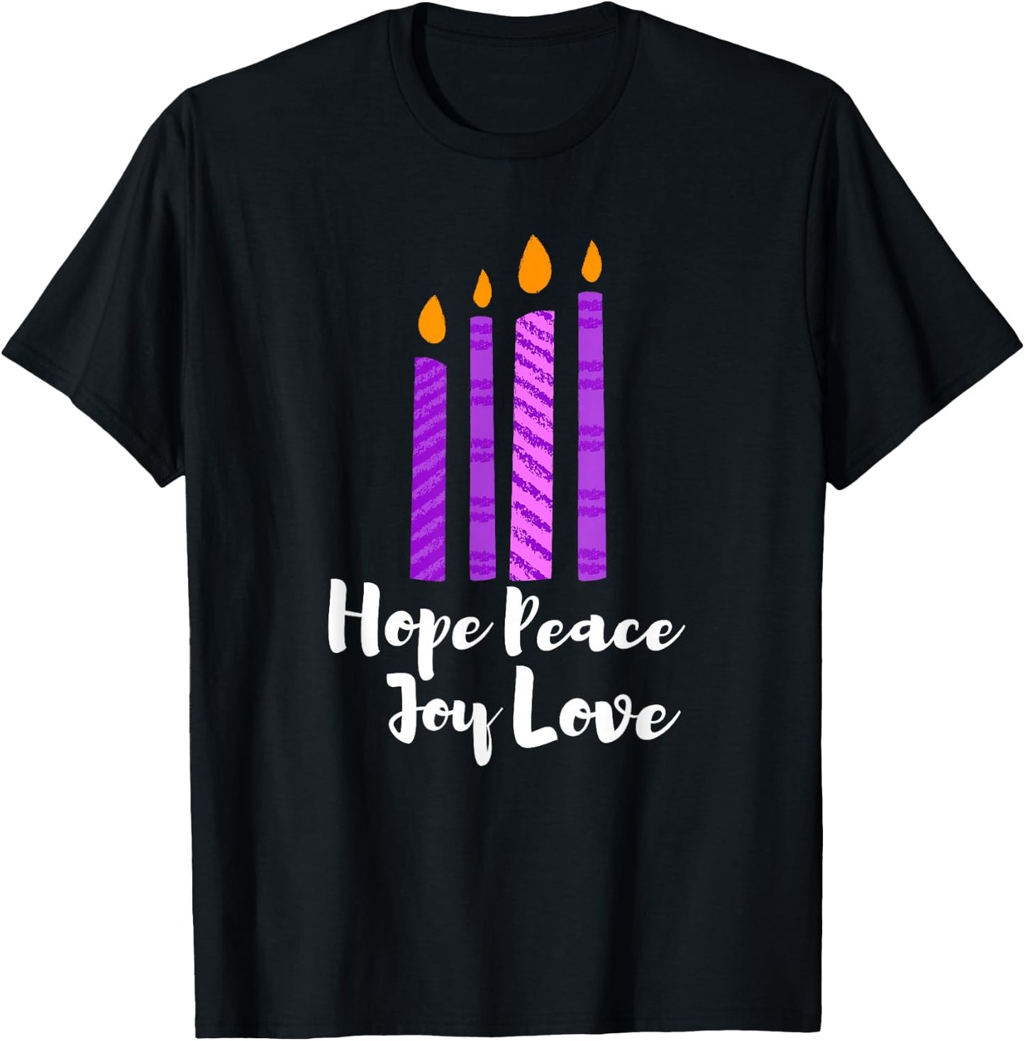 Advent Evergreen Wreath Candles Hope Peace Joy Love Advent T-Shirt - T-Shirt | Black