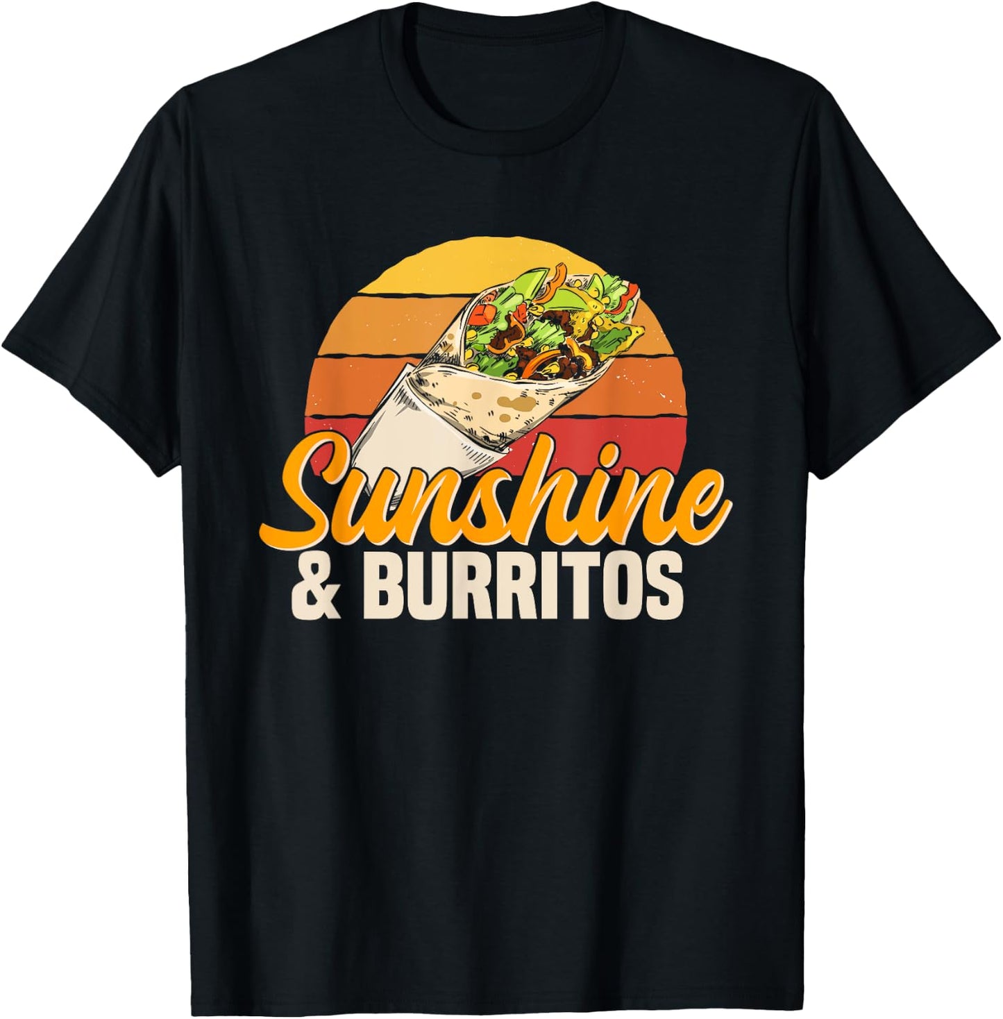 Sunshine & Burritos Mexican Food Retro Vintage Men Women Girls Kids T-Shirt - T-Shirt | Black