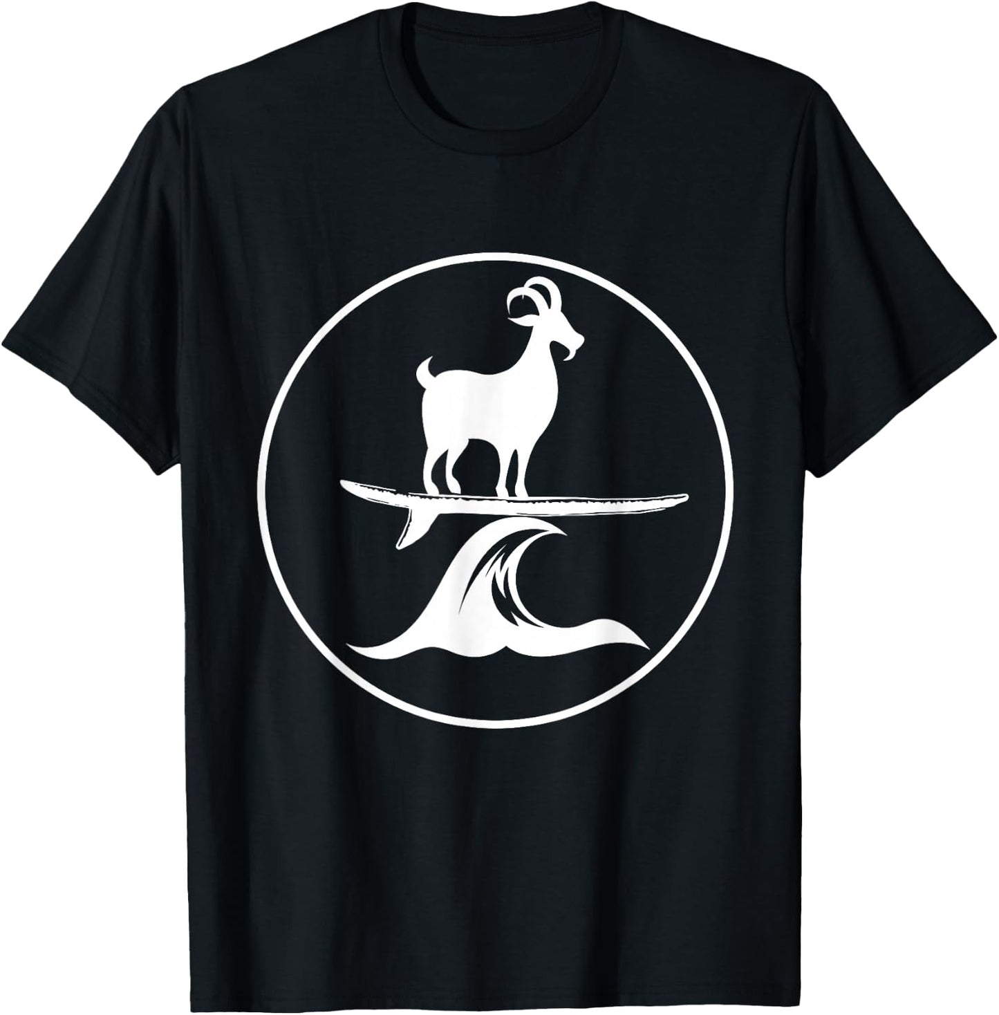Funny Surfing Goat Cool Kids Farm Animal Goats Gift T-Shirt - T-Shirt | Black