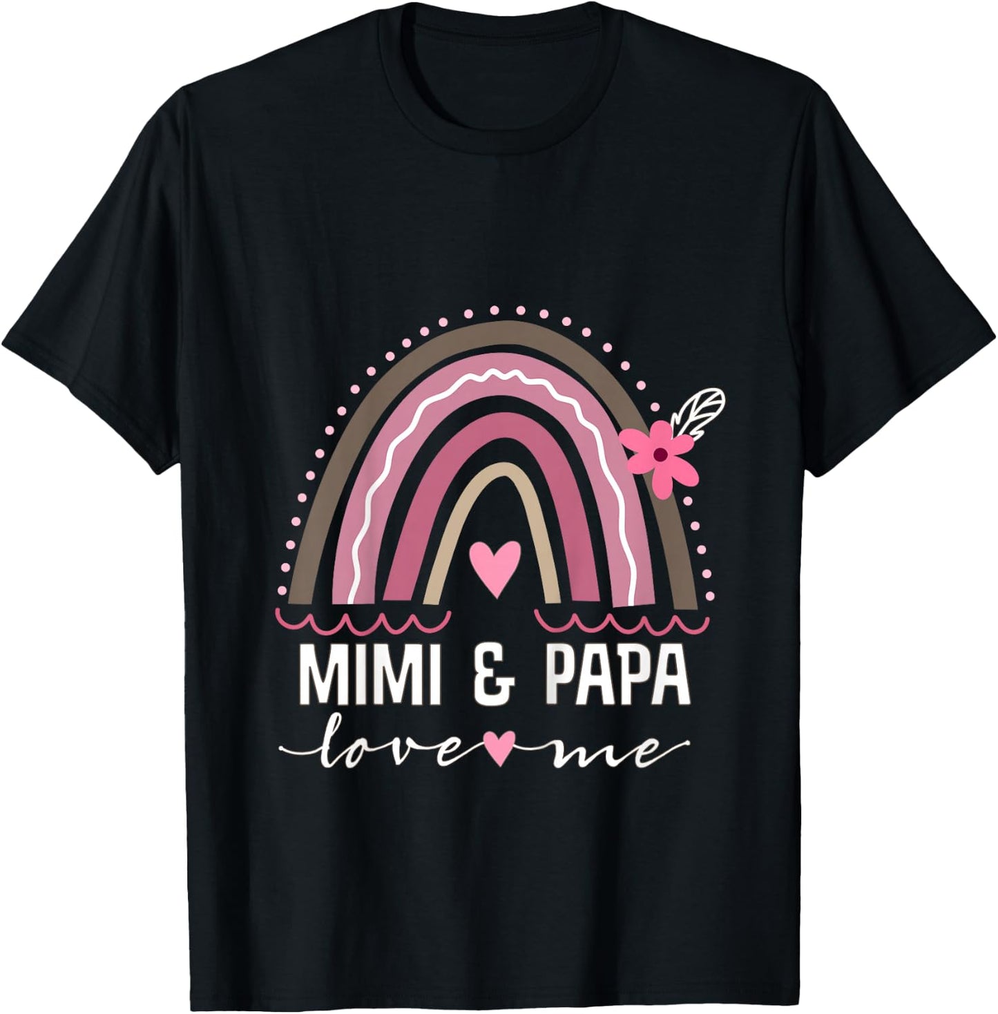 Kids Mimi and Papa Love Me Granddaughter Rainbow T-Shirt - T-Shirt | Black