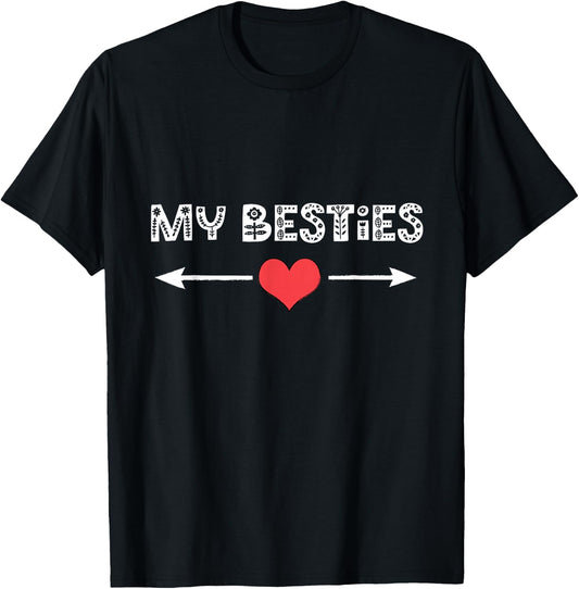 My Besties BFF Best Friends Double Arrow Left-Right Matching T-Shirt - T-Shirt | Black