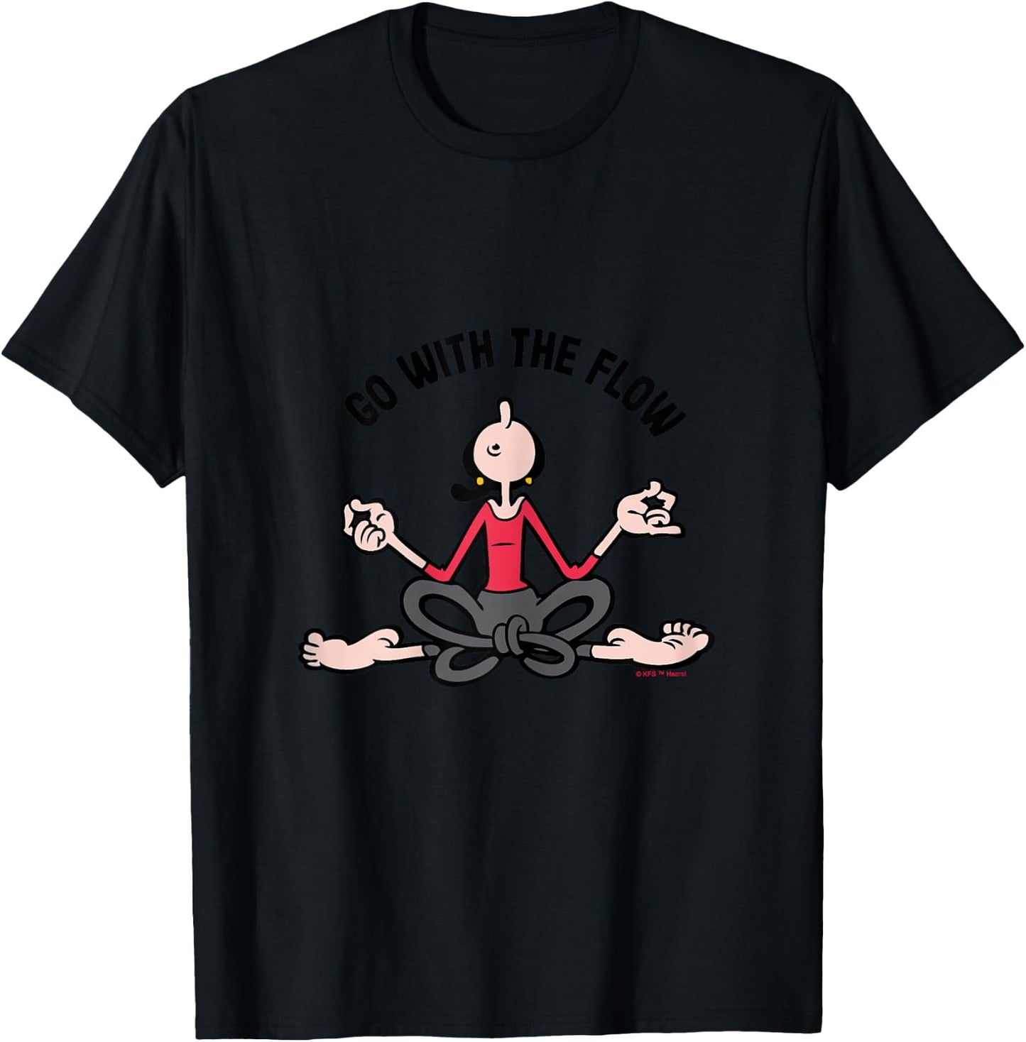 Olive Oyl "Go with the Flow" Yoga 4 Humanity Day T-Shirt - T-Shirt | Black