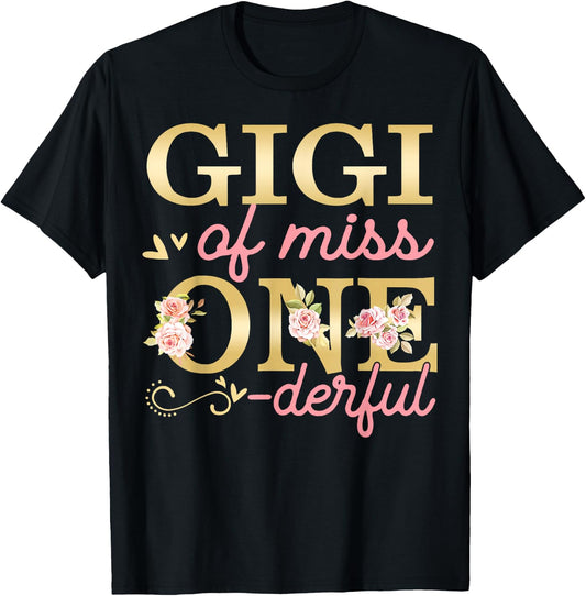 Gigi Of Little Miss Onederful 1st Birthday Family Party T-Shirt - T-Shirt | Black