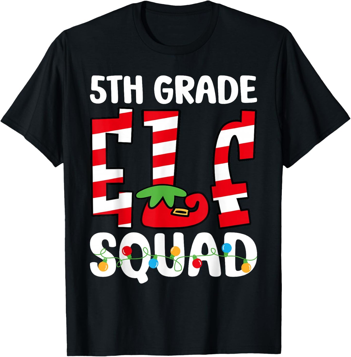5th Grade Elf Squad Teacher Student Matching Christmas T-Shirt - T-Shirt | Black