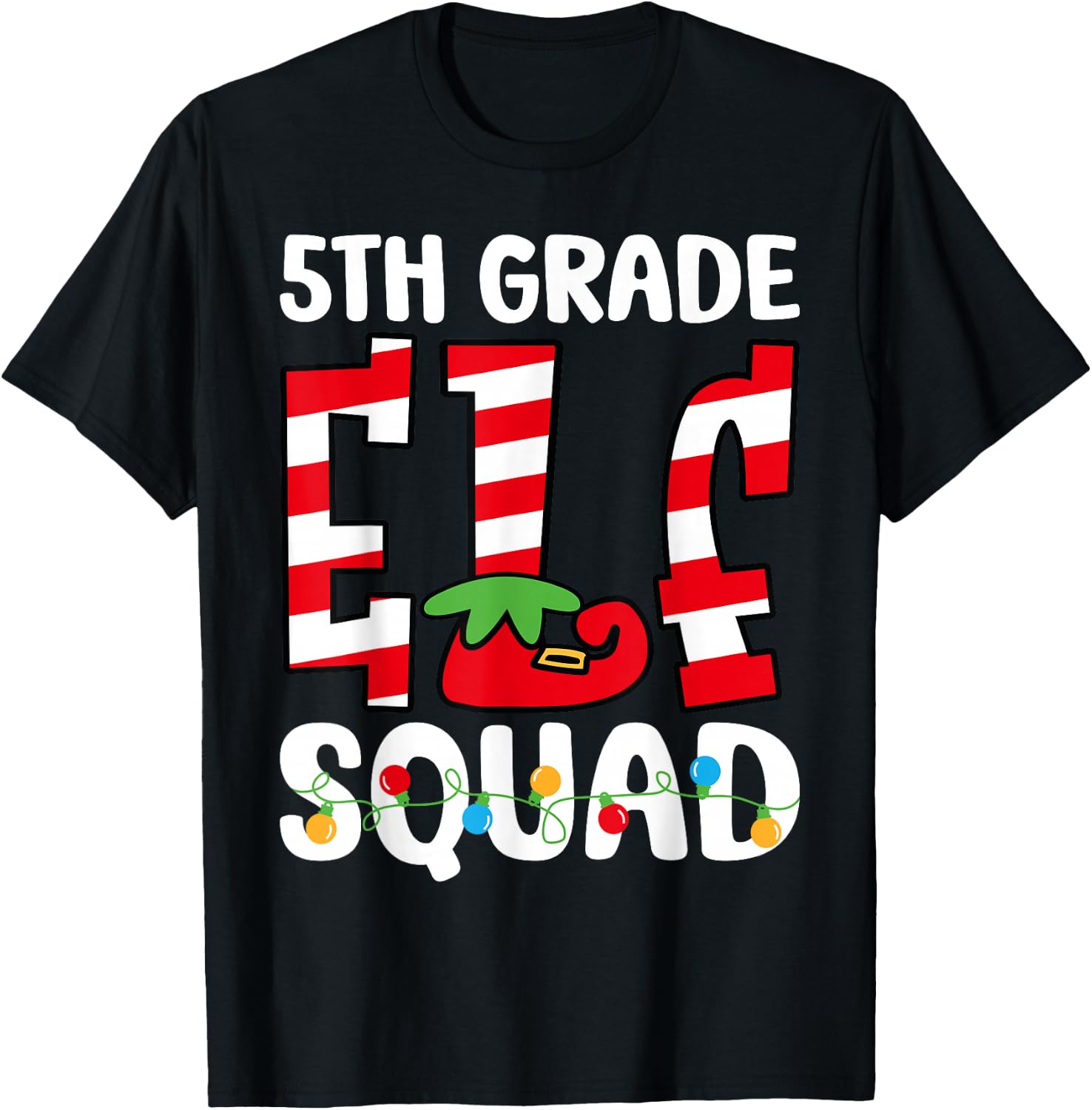 5th Grade Elf Squad Teacher Student Matching Christmas T-Shirt - T-Shirt | Black