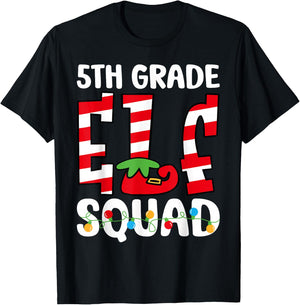 5th Grade Elf Squad Teacher Student Matching Christmas T-Shirt - T-Shirt | Black