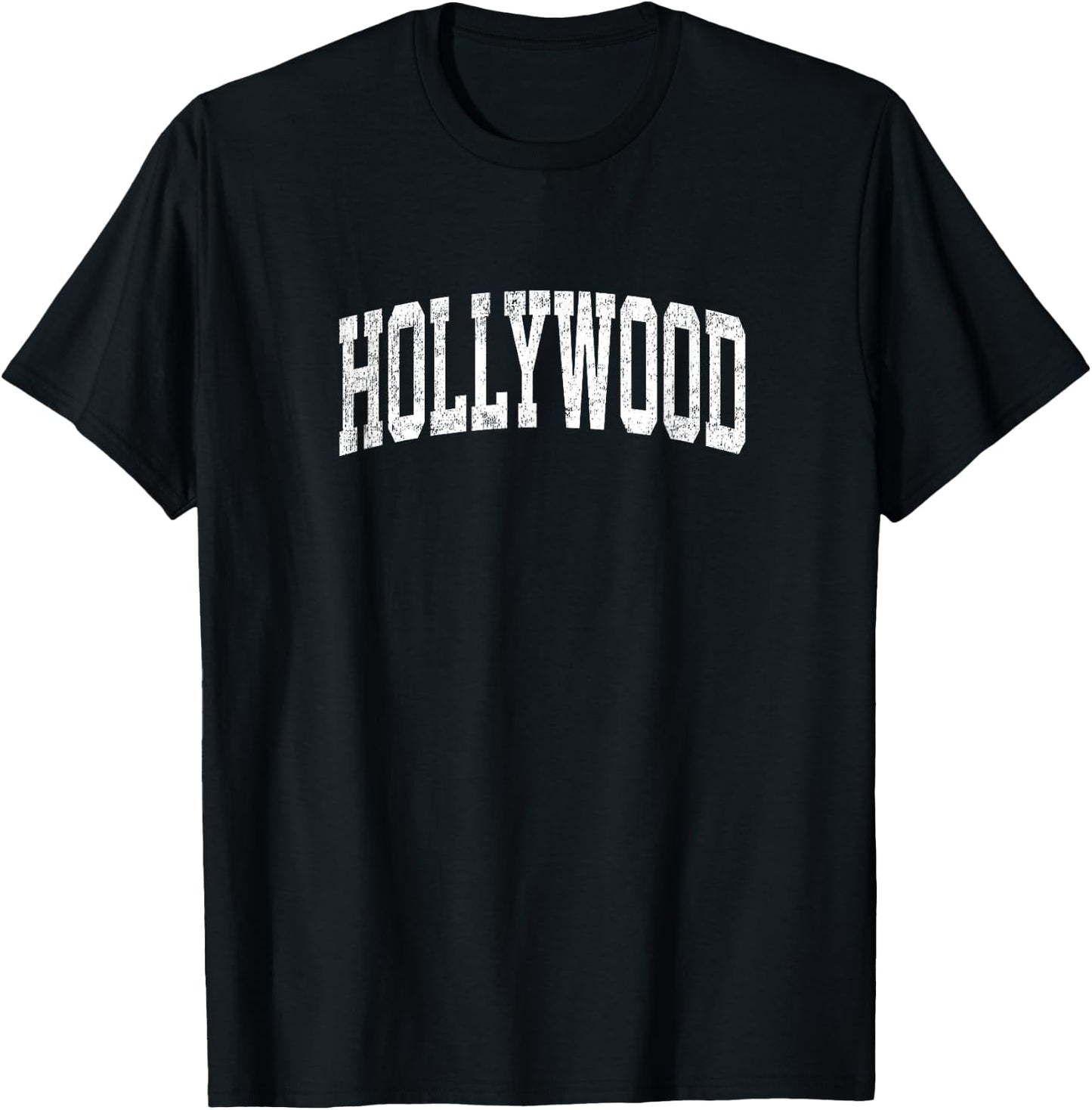 Hollywood California CA Vintage Athletic Sports Design T-Shirt - T-Shirt | Black
