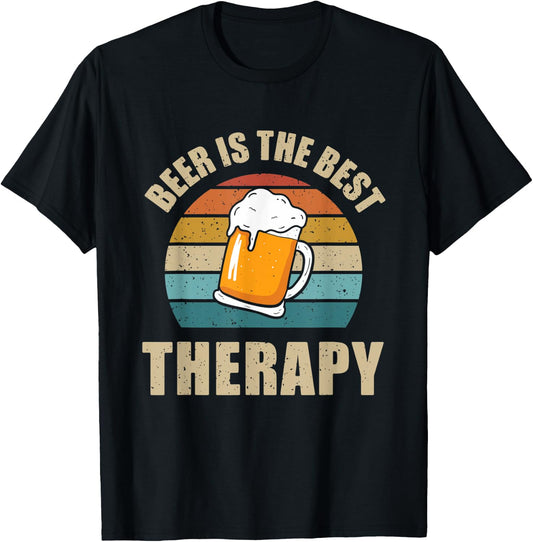 Beer Is The Best Therapy Funny Meme Alcohol Treatment T-Shirt - T-Shirt | Black