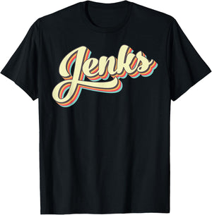Jenks Retro Art Baseball Font Vintage T-Shirt - T-Shirt | Black