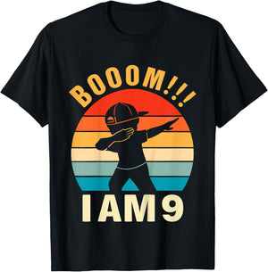 Kids Dabbing Birthday Shirt 9 Years Old 9th Birthday Outfit Boys T-Shirt - T-Shirt | Black