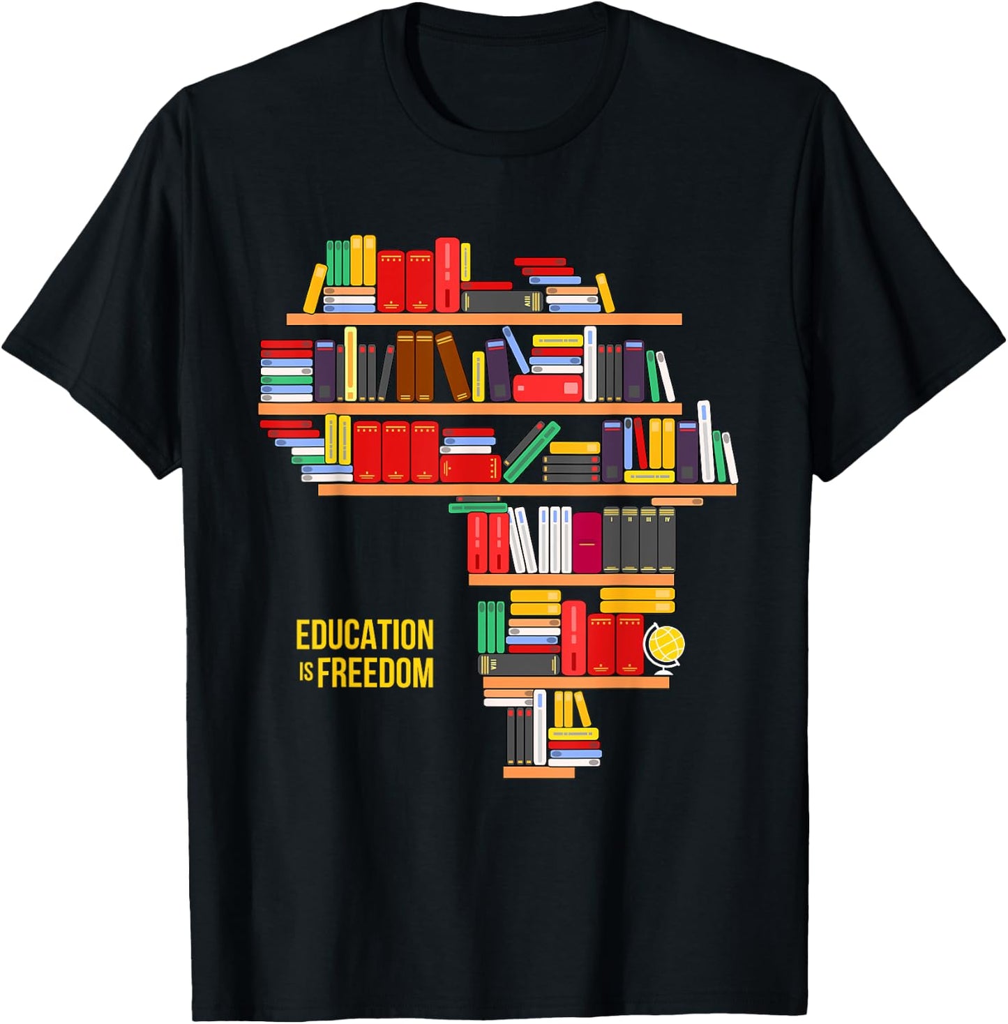 Africa Education Is Freedom Library Book T-Shirt - T-Shirt | Black