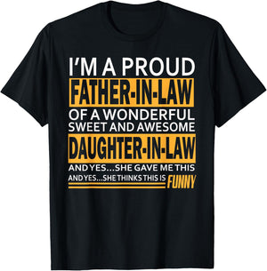Proud Father-in-law Father's Day Gift from Daughter-in-law T-Shirt - T-Shirt | Black