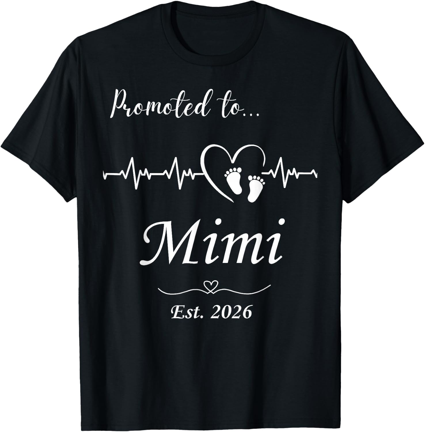 Promoted to Mimi Est 2026 Baby Announcement T-Shirt - T-Shirt | Black