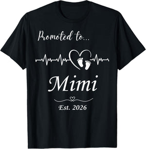 Promoted to Mimi Est 2026 Baby Announcement T-Shirt - T-Shirt | Black