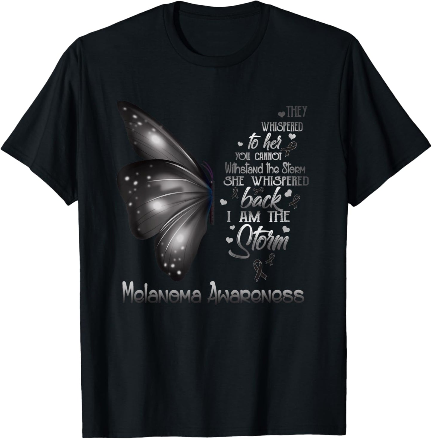 I am the storm Melanoma Awareness Butterfly T-Shirt - T-Shirt | Black