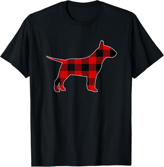 Christmas Plaid Bull Terrier Shirt, Christmas Dog Pajama T-Shirt - T-Shirt | Black