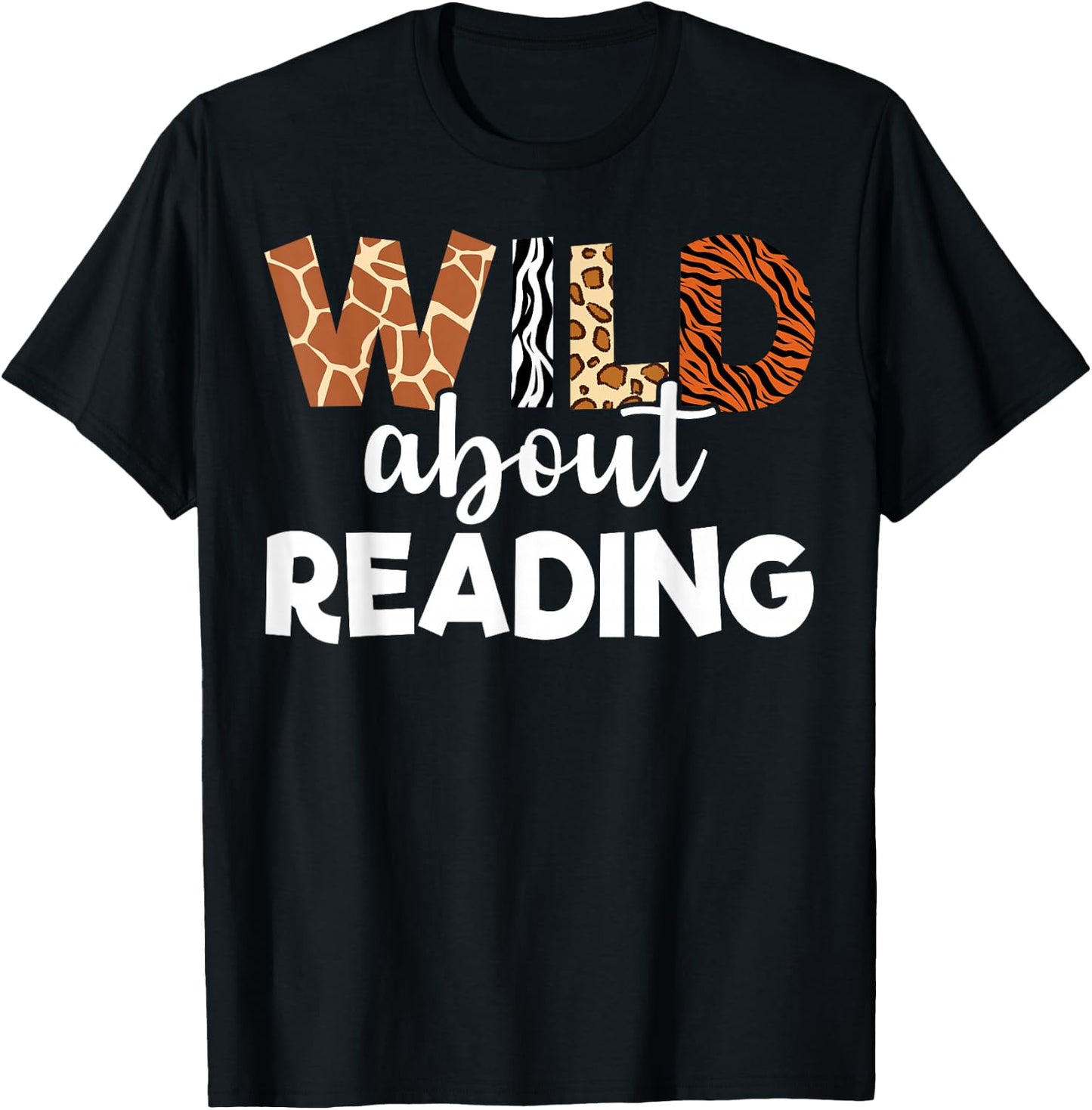 Wild About Reading Teacher Reading Books Back To School T-Shirt - T-Shirt | Black