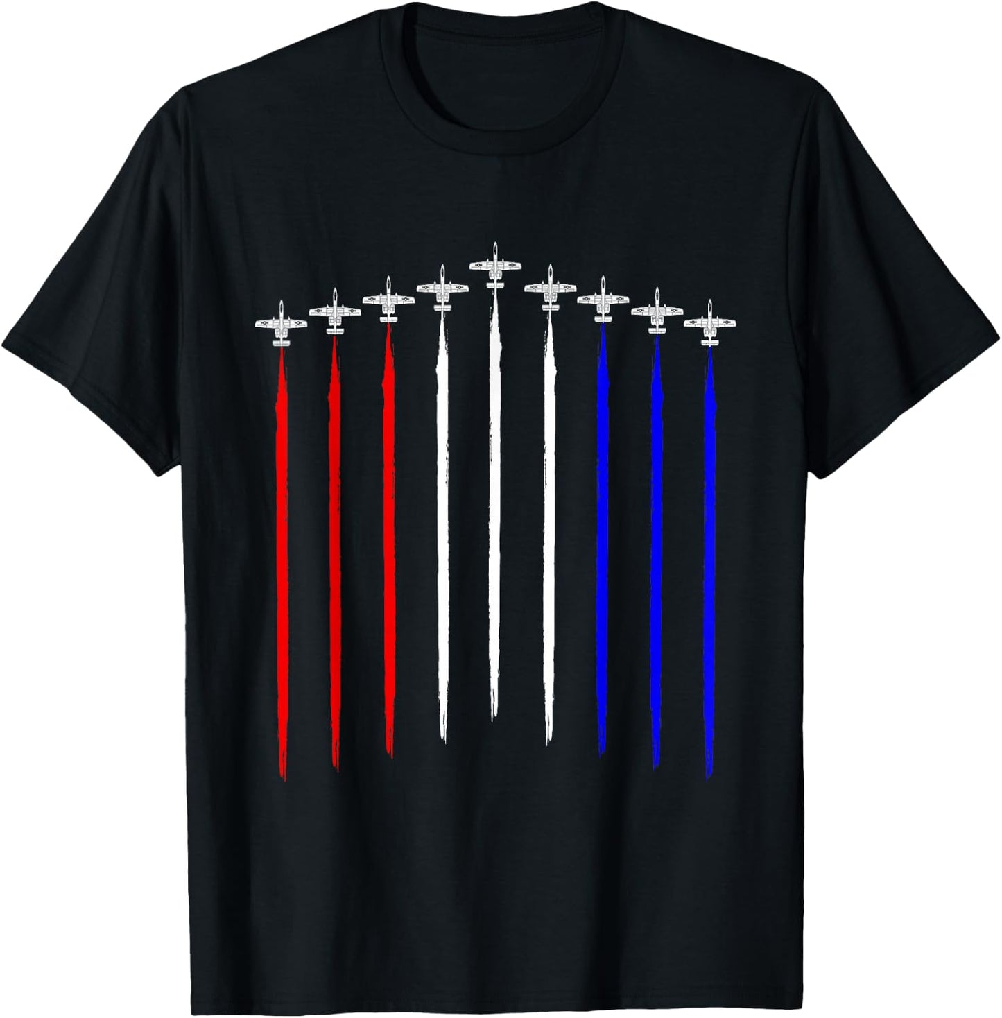 Vintage A-10 Warthog Airplane Schematic US Flag Contrails T-Shirt - T-Shirt | Black
