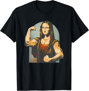 Lifting Mona Lisa Fitness Bodybuilding T-Shirt - T-Shirt | Black