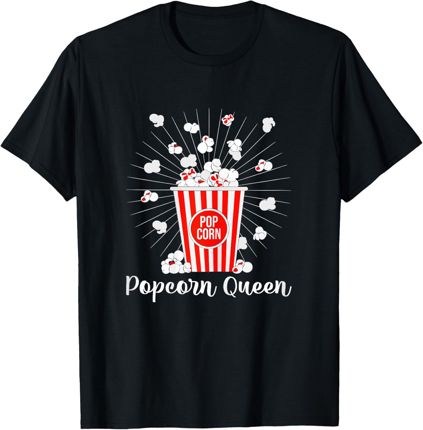 Popcorn Queen Cinema Lover Movie Night T-Shirt - T-Shirt | Black