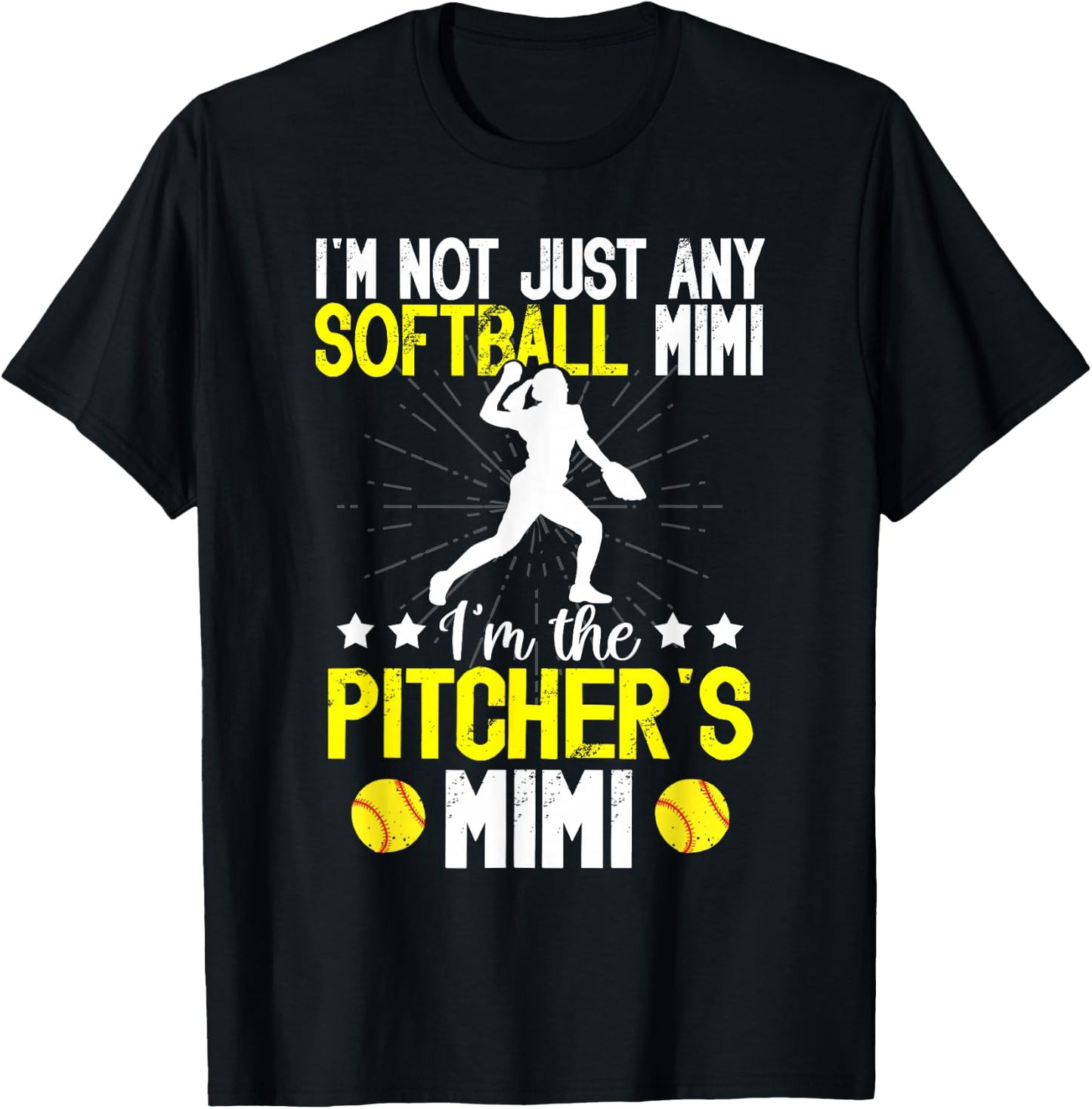 I'm The Softball Pitcher Mimi Of A Softball Pitcher T-Shirt - T-Shirt | Black